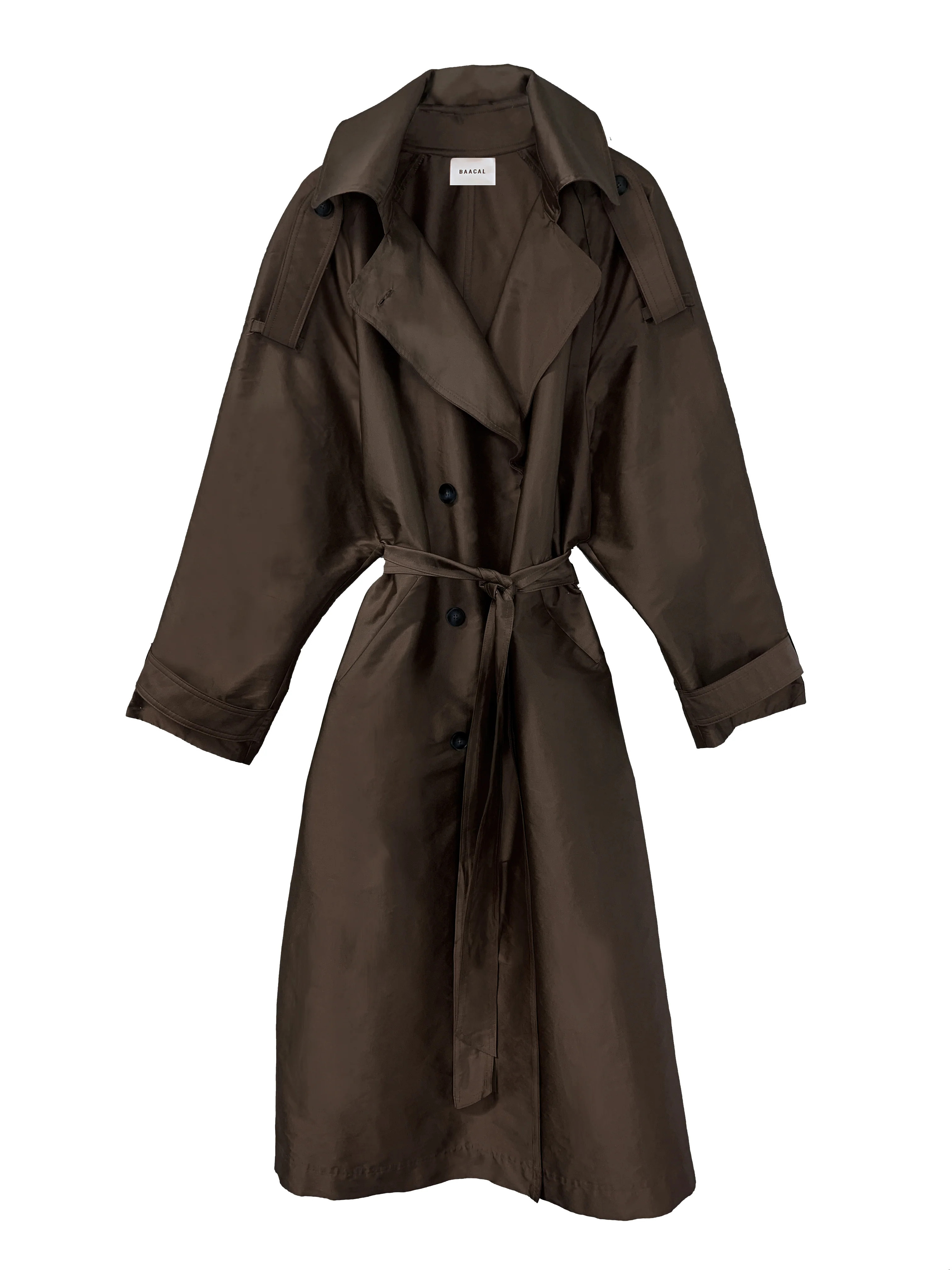 Delia Long Oversized Trench- Chocolate | BAACAL Limited, LLC