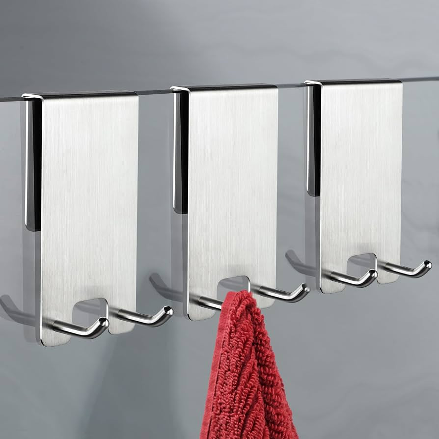 Taozun Shower Door Hooks, 3-Pack Towel Hooks for Bathroom Frameless Glass Door, Shower Squeegee H... | Amazon (US)