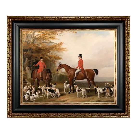 The Meeting Fox Hunt Scene Framed Oil Painting Print on Canvas | Etsy | Etsy (US)