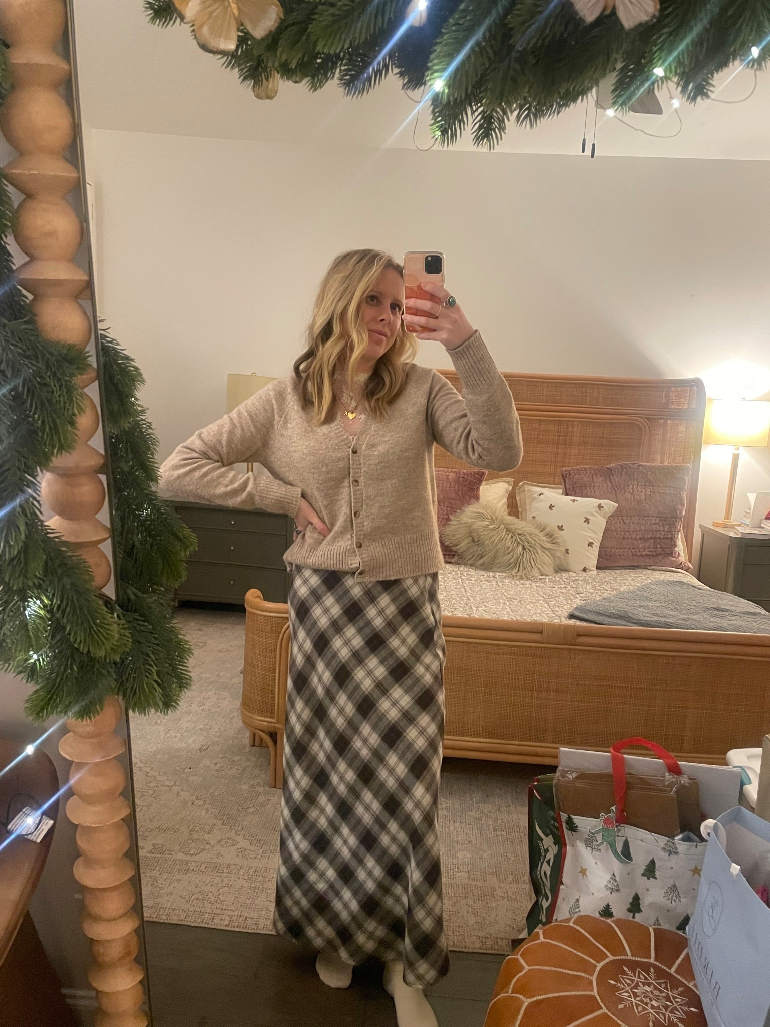 zsupply does it again! #maxiskirt #holidayoutfit #christmas #ootd #casualdressy #plaid #fp #layers 

#LTKdayinmylife #LTKHoliday #LTKootd