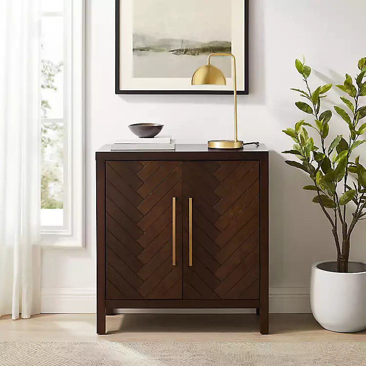 Mocha Mod Herringbone Cabinet | Kirkland's Home