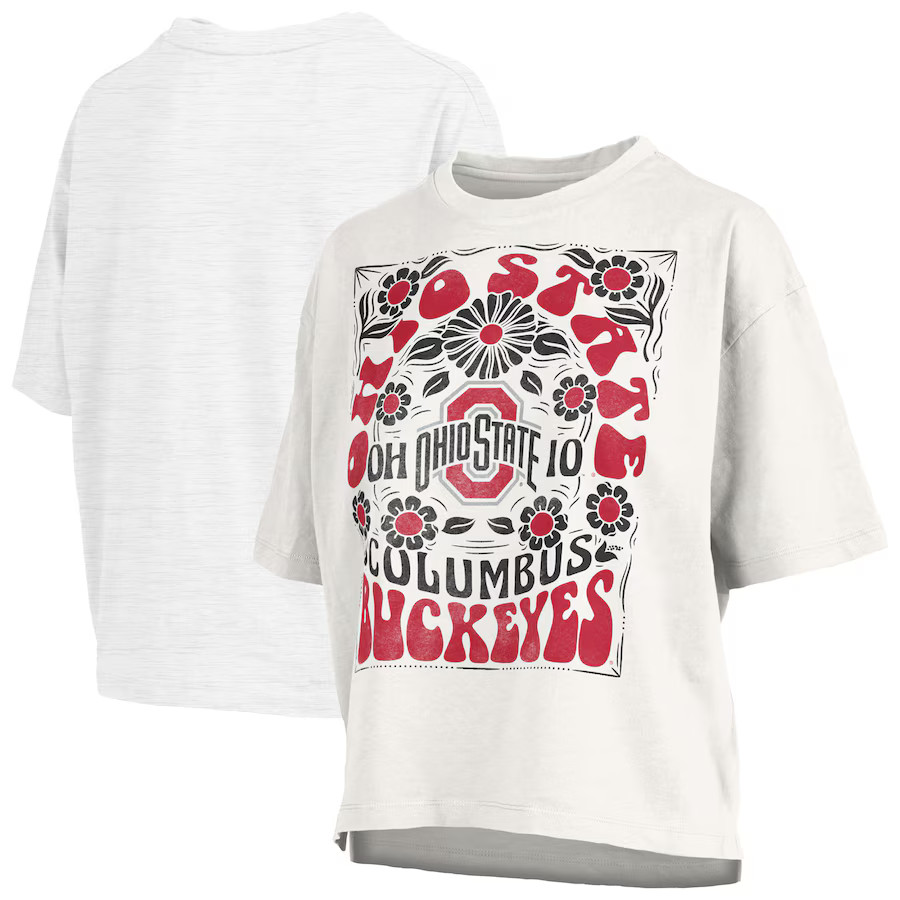 Ohio State Buckeyes Pressbox Women's Harmony Oversized Slub T-Shirt - White | Fanatics