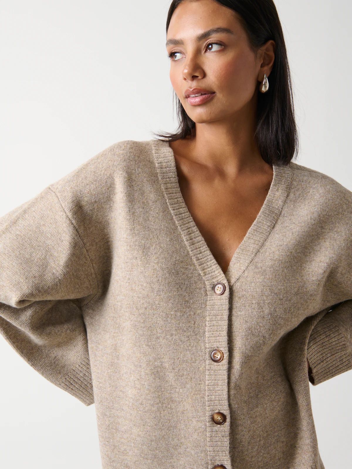 Makai Oversized Cardigan - Beige | Pretty Lavish (UK)