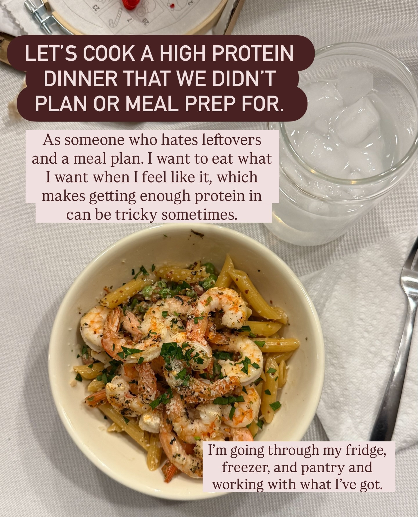 Bringing you a mid week dose of reality and what dinner in my house looks like most nights. I really struggle with meal prep, mainly because I don’t love leftovers. I also don’t like not having options or being stuck to a meal plan I thought of four days ago that no longer appeals. 

Throwing together a quick and healthy meal like this without much thought or stress isn’t early from the jump. Three years ago I would have never even thought to make dinner like this when it had been a long day. And if I didn’t have a dinner plan? Takeout was always going to be the answer. 

Making healthy choices on a regular basis has been a long time coming, and it is going to take even more time to solidify for good. 

Just here to encourage you to keep choosing yourself. One day at a time. Even when it’s hard, uncomfortable, or takes more effort than you’re used to. It does get easier. It does become habit. You can make changes and stick to them.
