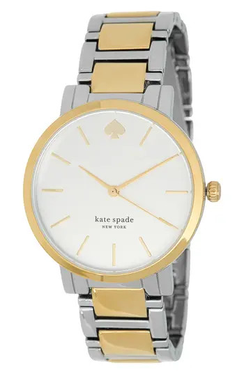 Kate Spade New York gramercy two-tone bracelet watch, 38mm in Silver at Nordstrom Rack | Nordstrom Rack