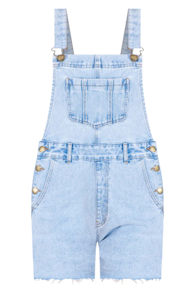 Never Wanna Grow Up Light Wash Short Overalls FINAL SALE | Pink Lily