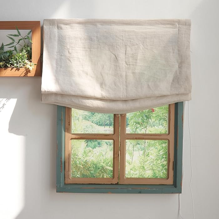 FANXINCAIWEI Roman Shades: Premium Handmade Relaxed Natual Linen for Windows - Custom Fabric Wind... | Amazon (US)