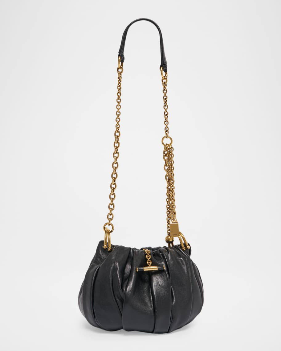 Chloe Plisse Gathered Leather Shoulder Bag | Neiman Marcus