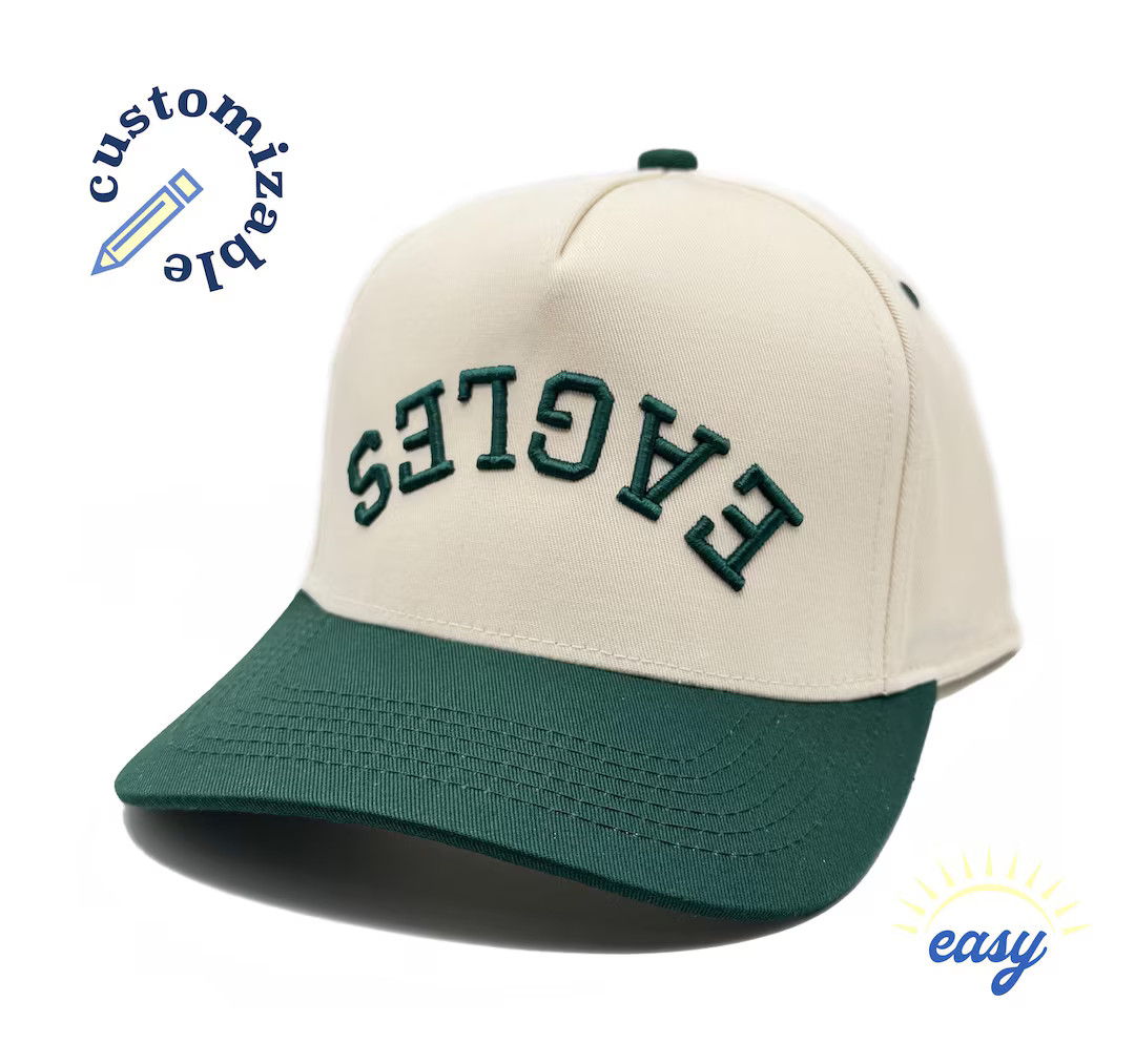 Eagles Upside Down Hat Customize This Hat With Your Own Text Off-white/dark Green 5-panel Hat Wit... | Etsy (US)