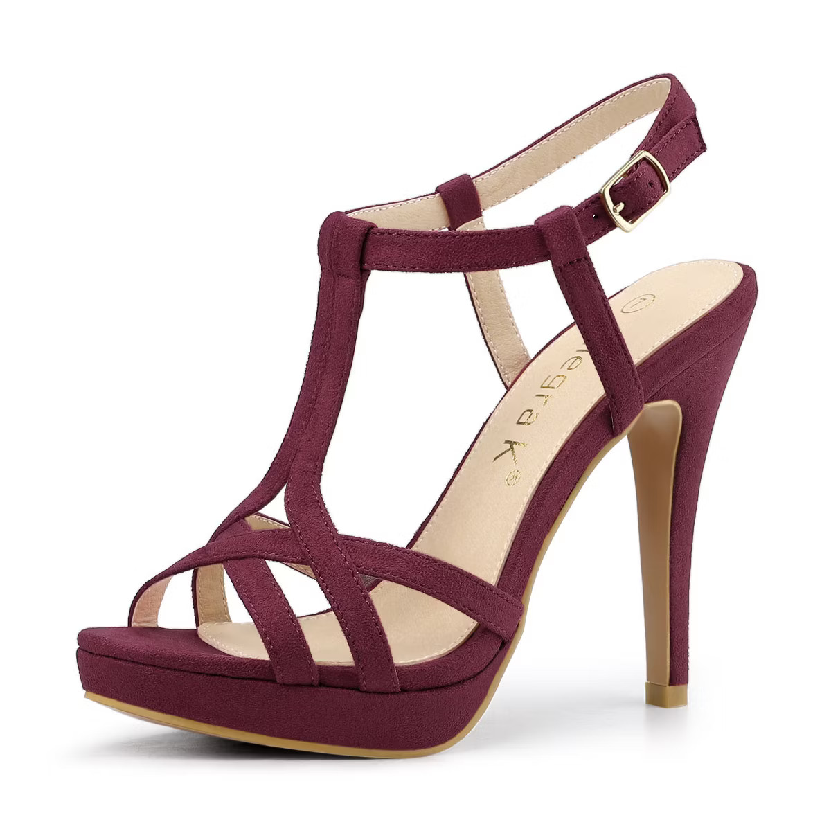 Allegra K Women's T Strap Open Toe Platform Stiletto Heel Sandals Burgundy 7 | Target