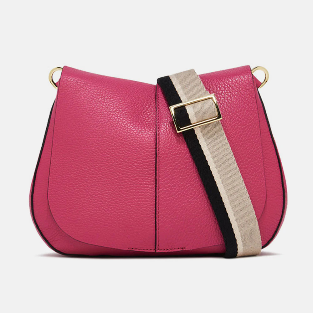Bright Pink Leather Helena Saddle Bag | Caroline Gardner