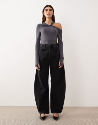 ARRANGE Sydney denim barrel leg jean in washed black | ASOS (Global)