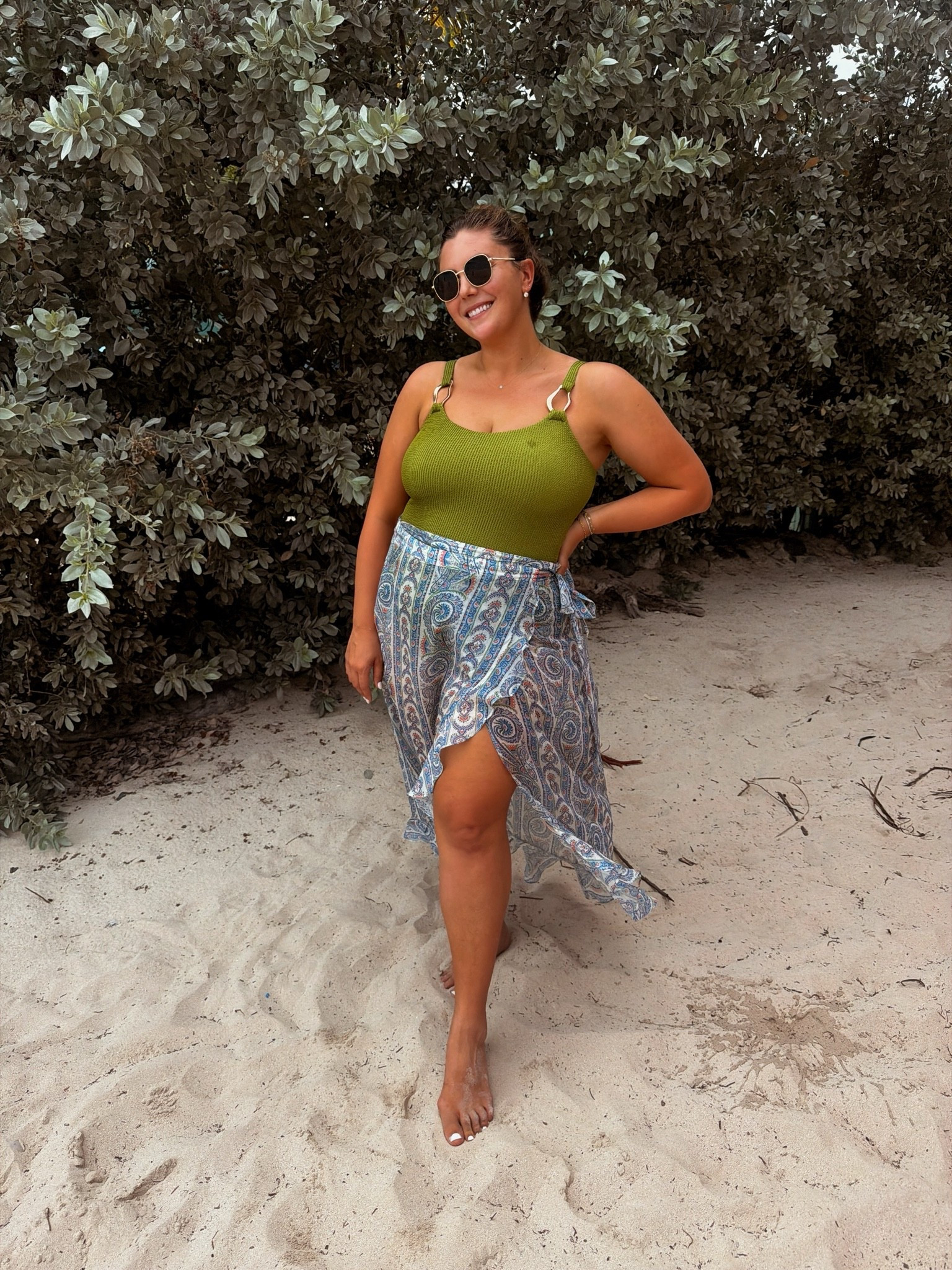 First day of vacation - I saw this green swimsuit and I knew it needed to be my summer suit (it is sized by bra size) - wearing XXL in coverup.

#LTKSeasonal #LTKMidsize #LTKSwim