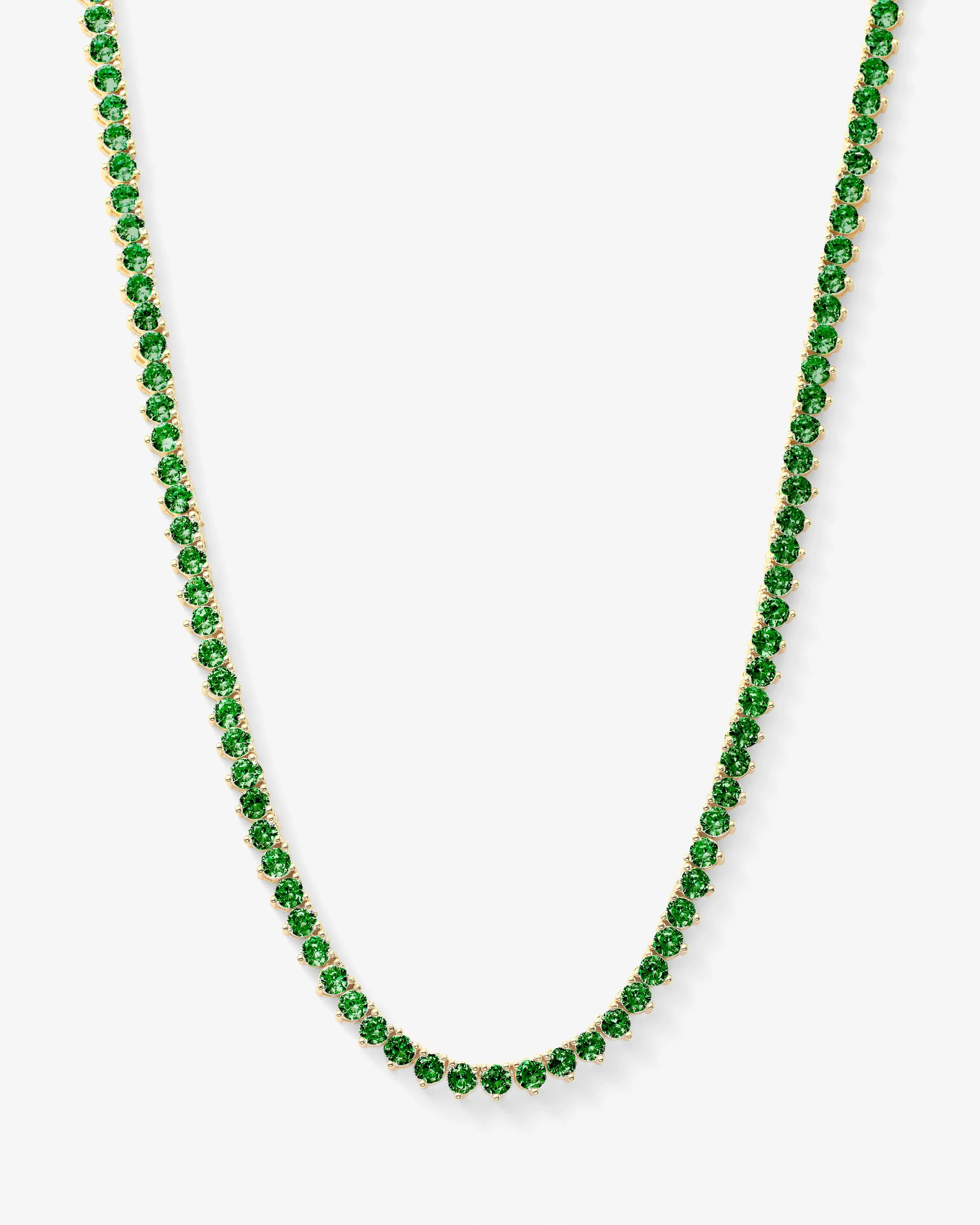 Not Your Basic Tennis Necklace 18" - Gold|Emerald | Melinda Maria