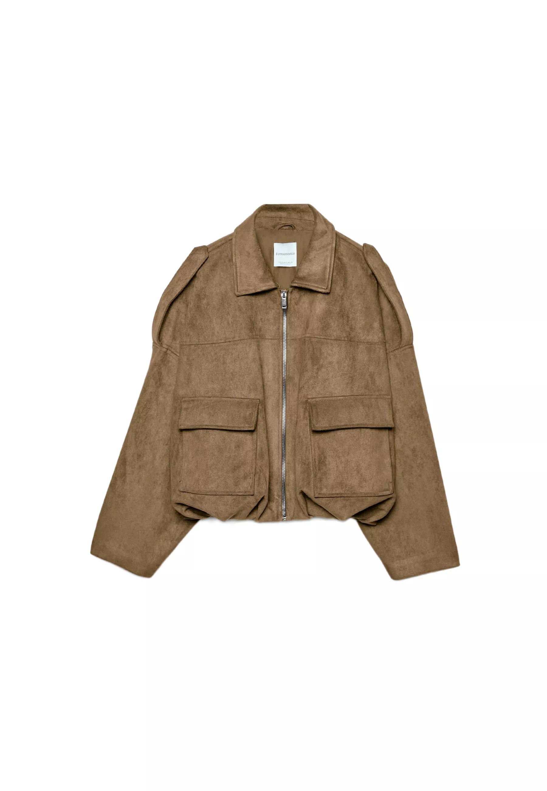 Faux suede bomber jacket - Women's fashion | Stradivarius United Kingdom | Stradivarius (UK)