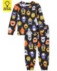Unisex Baby And Toddler Glow Monster Snug Fit Cotton Pajamas - black | The Children's Place