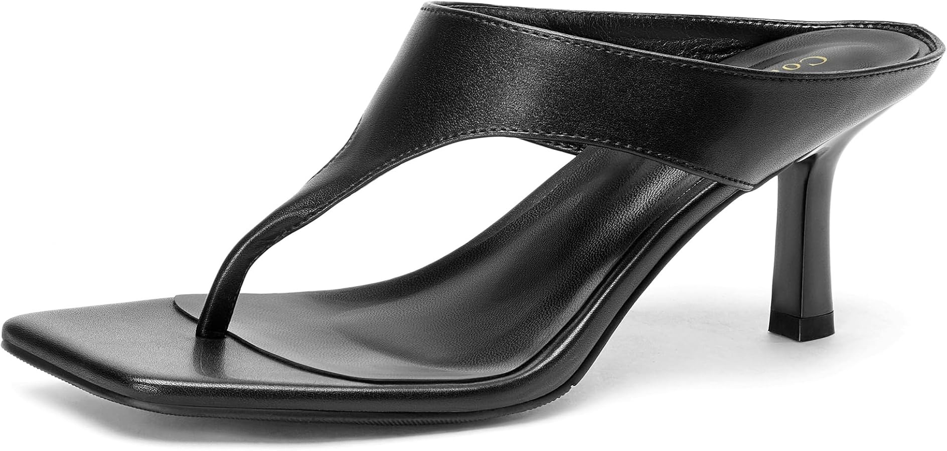 CouieCuies Women Kitten Heel Sandals 2.56 Inch Flip Flop Heels Open Square Toe Thong Heels Slip o... | Amazon (US)