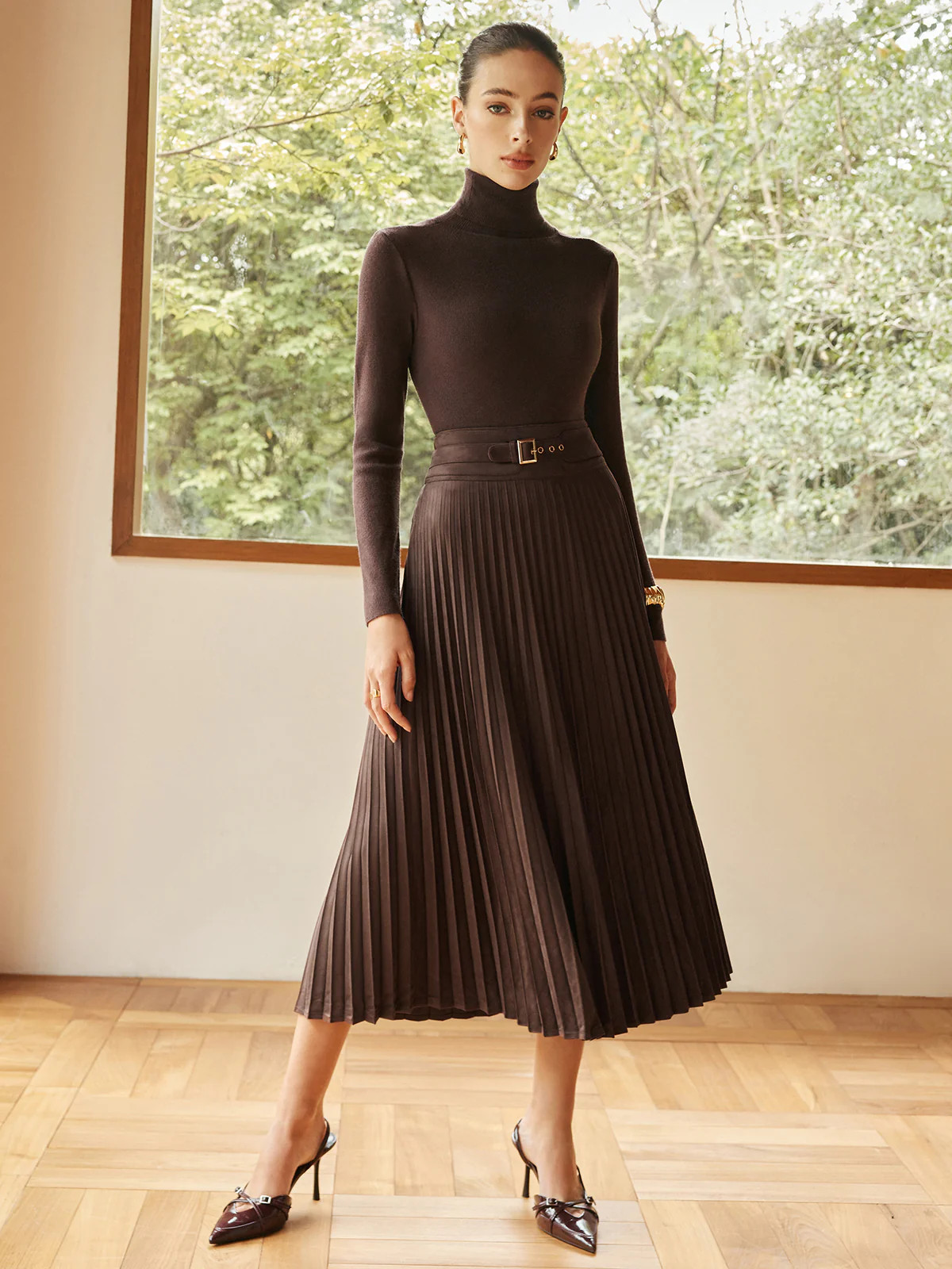 Pleated Suede Skirt | Commense