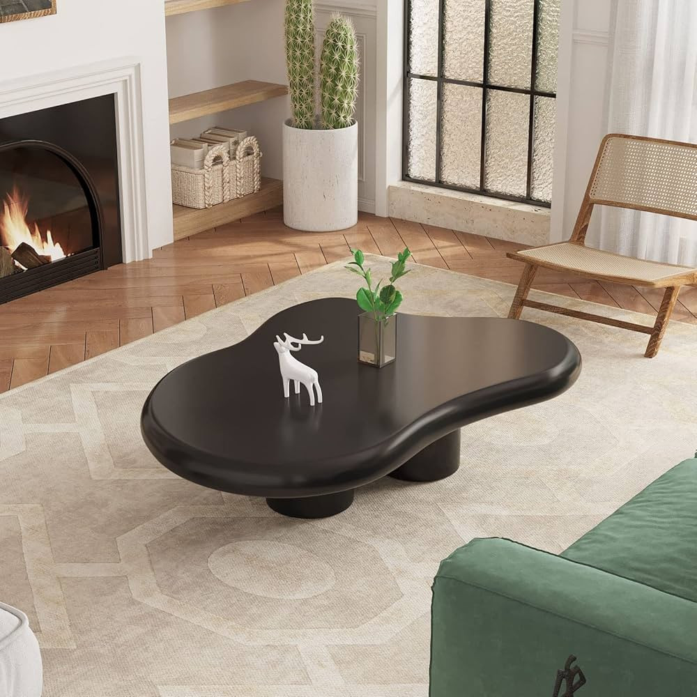Cloud Coffee Table, Black Coffee Table for Living Room, Cartoon Irregular Indoor Tea Table, Moder... | Amazon (US)