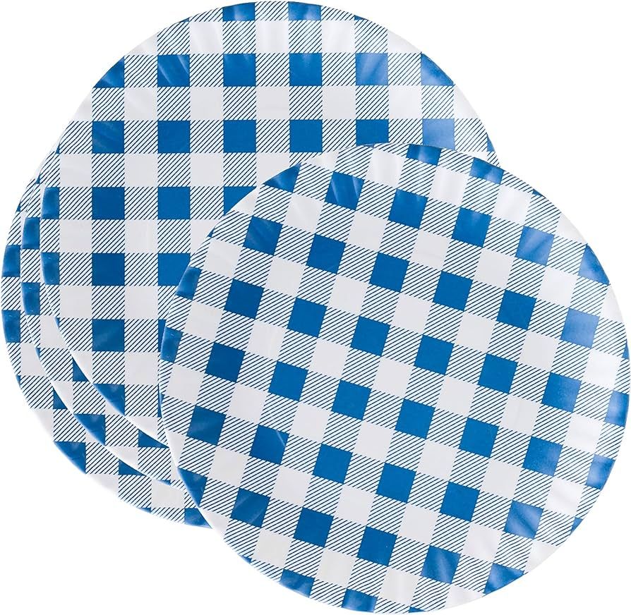 Reusable Blue & White Gingham Checkered Picnic/Dinner Plate, 9 Inch Melamine, Set of 5 | Amazon (US)