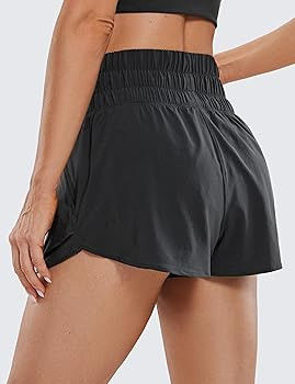 CRZ YOGA Women's High Waisted Flowy Athletic Shorts Ruffle Skirt Wrap Front Liner Workout Running... | Amazon (US)