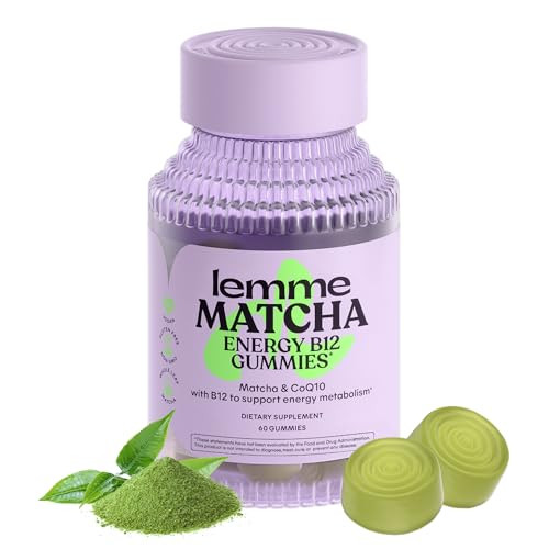 Lemme Matcha Superfood Energy Gummies with Organic Matcha Green Tea, Vitamin B12 and Antioxidant CoQ10 to Support Cellular Energy, Metabolism & Healthy Skin - Gluten Free, Non GMO (60 Count) | Amazon (US)