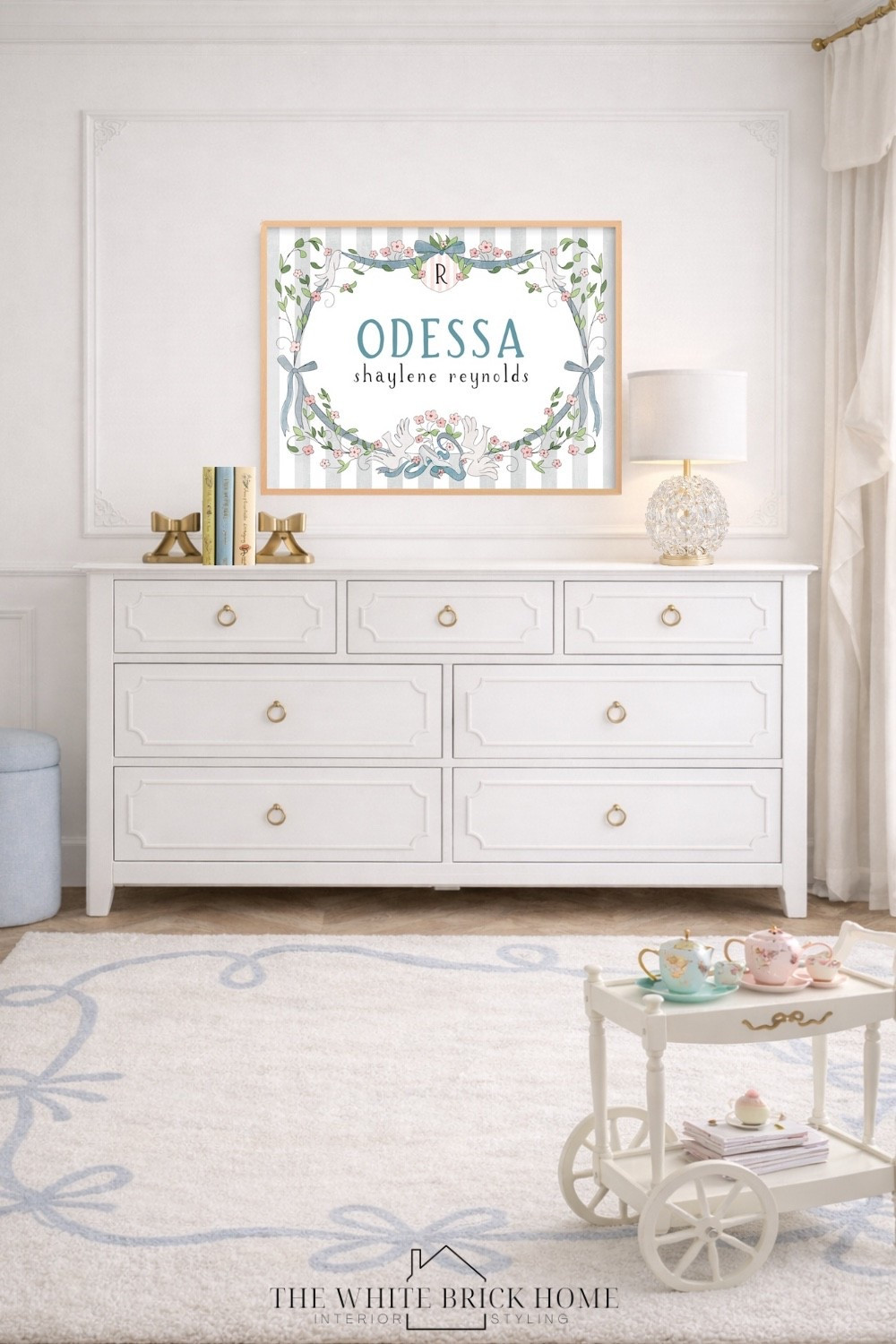 A sweet, Disney princess inspired girls dresser design where soft florals, classic white furniture, and a charming tea cart create a Cinderella approved setting! 
❤️❤️
Girls room, girls bedroom, girls room Disney princess, Cinderella girls room, girls room decor, girls room wall art, girls room lighting, girls room lamp, Disney girls room, Disney princess girls room, Disney room decor, blue girls bedroom, toddler girl bedroom, toddler bedroom, girls room design, girls room decor idea, area rug, girls room decor ideas, home decor, princess bedroom, princess bedroom girl, Cinderella princess room, minted, loveshackfancy girls room, loveshackfancy, pottery barn kids 


#LTKHome #LTKKids #LTKSaleAlert