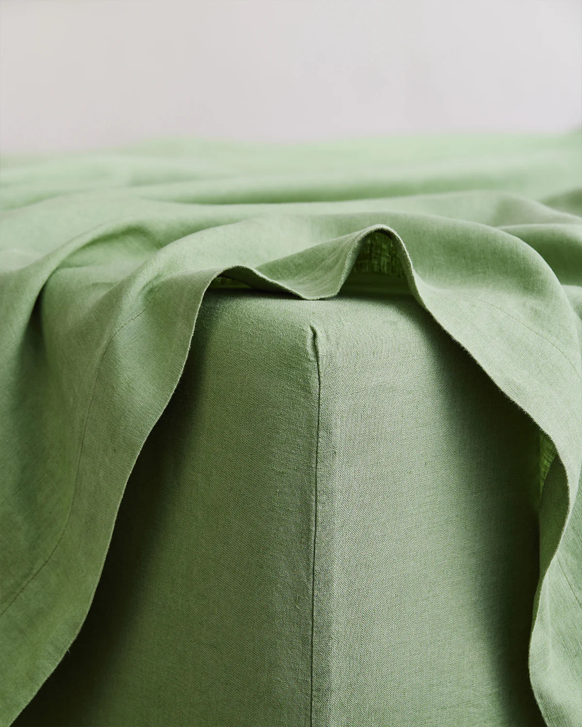 Pistachio 100% French Flax Linen Fitted Sheet | Bedthreads AU