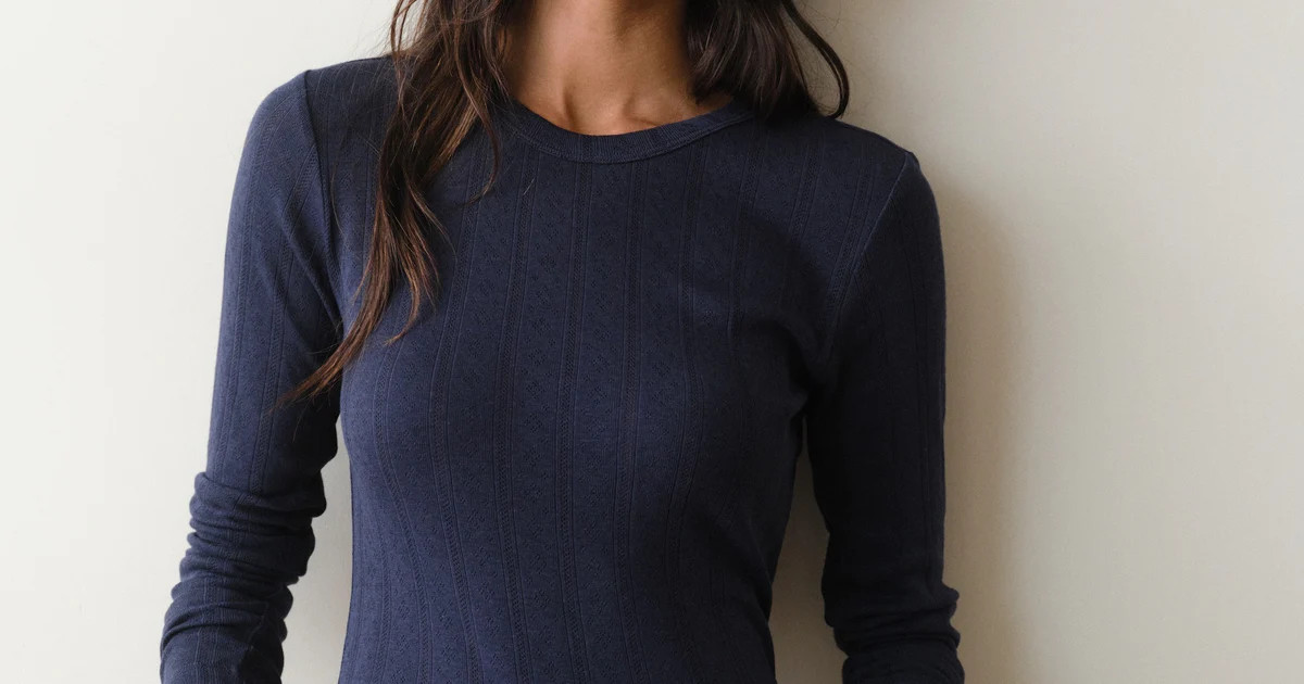 Lexi Pointelle Longsleeve Crew Tee | Marine Layer