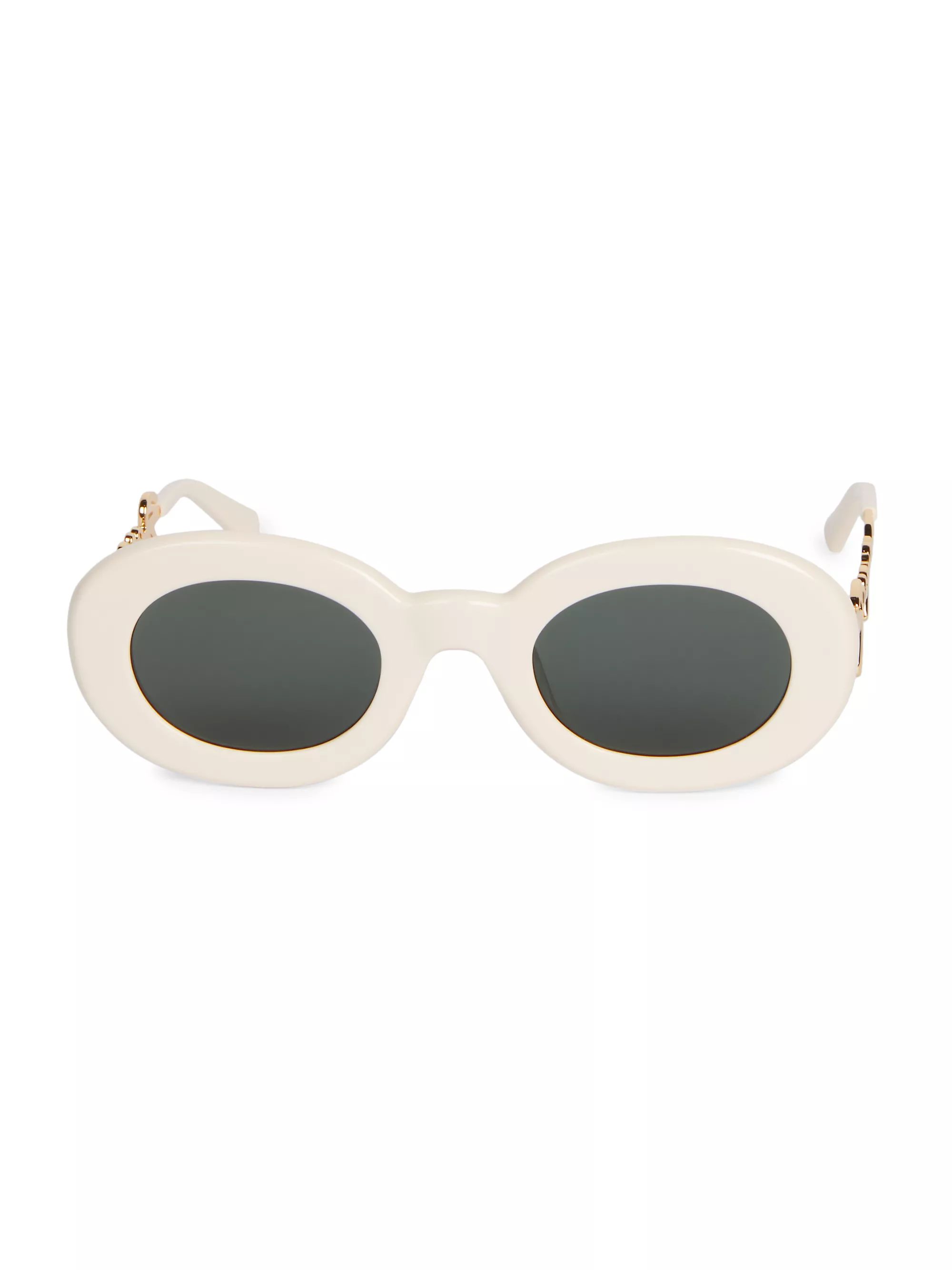 Pralu 49MM Logo Oval Sunglasses | Saks Fifth Avenue