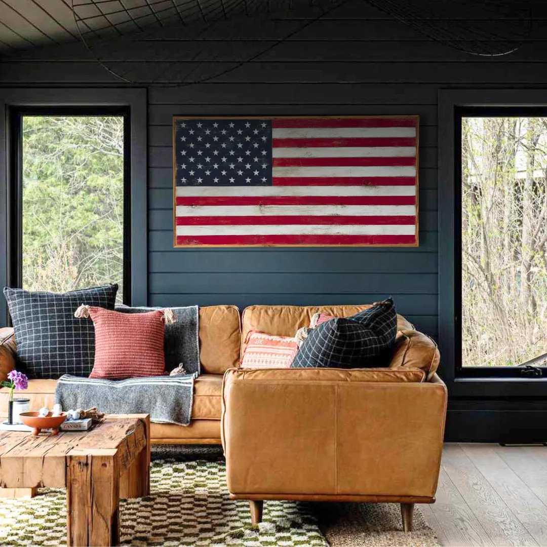 American Flag Framed Wall Art USA Flag Fourth of July Americana Home Decor Rustic Patriotic | Etsy (Global)