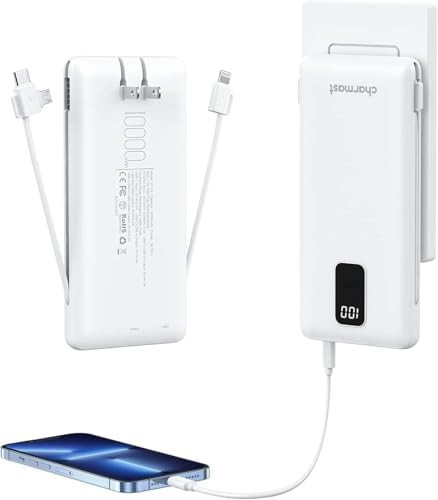 Charmast 10000mAh Portable Charger with Built-in Cables and AC Wall Plug,Compact Slim Power Bank,... | Amazon (CA)