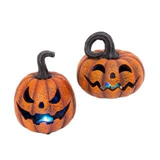 Delightfully Spooky Lighted Halloween Jack-O-Lanterns (Set of 2) | The Home Depot