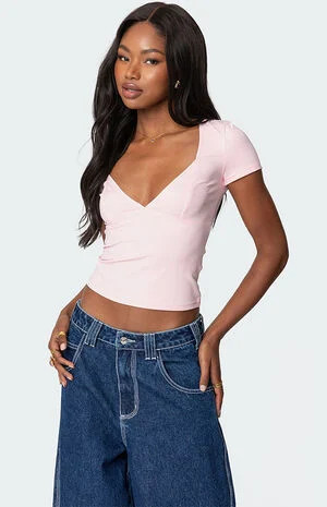 Edikted Katia V Neck Top | PacSun