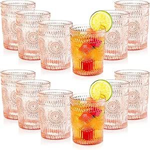 Eccliy 12 Pack 10 oz Romantic Water Glasses Vintage Glassware Drinking Glasses Tumblers Set for J... | Amazon (US)