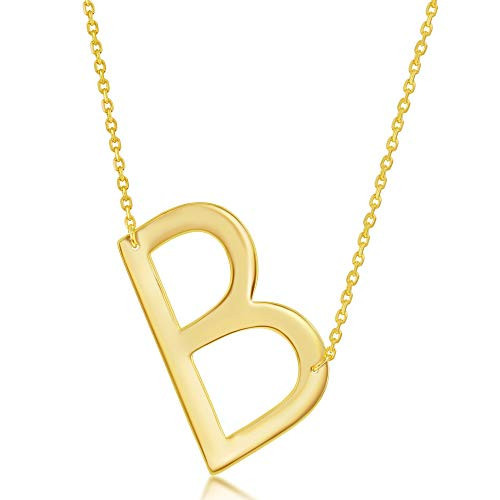 Beaux Bijoux Gold Sideways Initial Necklaces - Initial Necklaces for Women - Letter Necklace - Initial Necklaces - B Necklace Initial - B Initial Necklace - Gold Plated Necklace | Amazon (US)