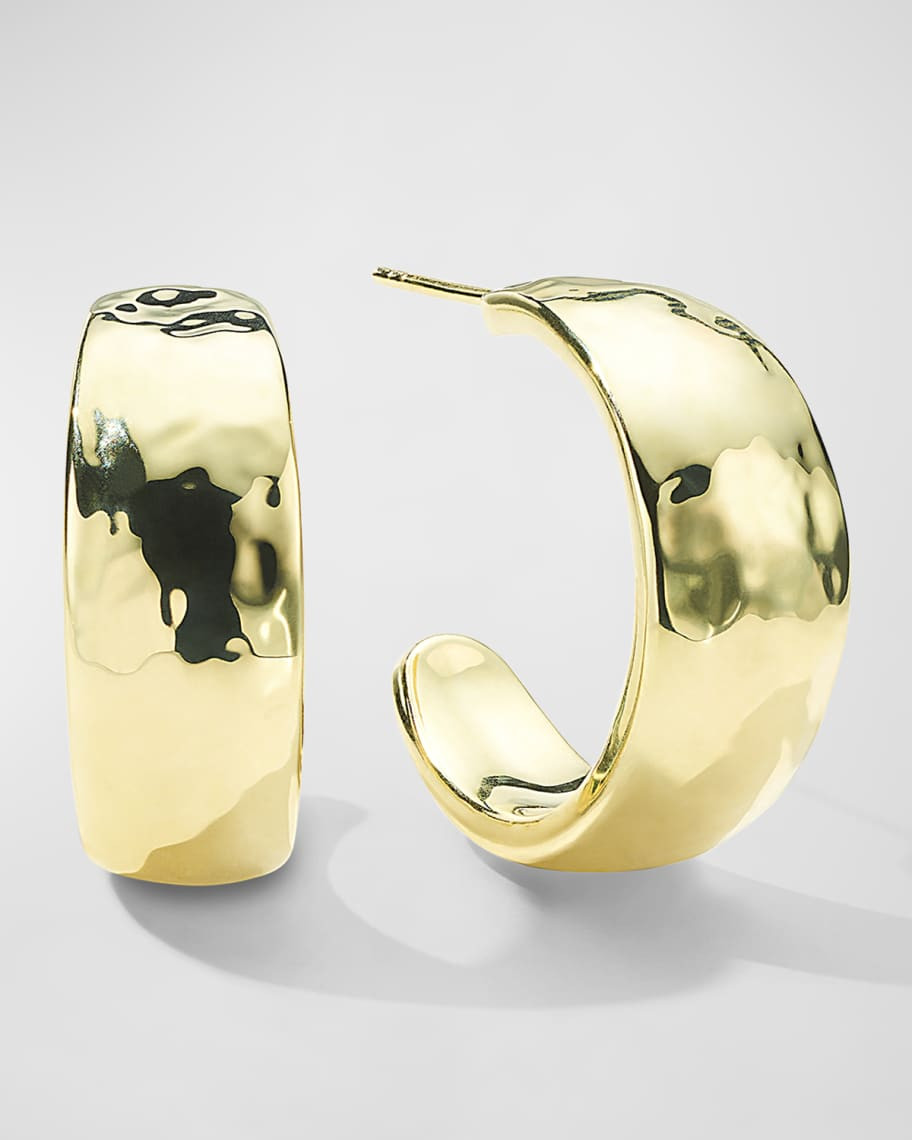 18K Gold Classico Hammered #2 Hoops Earrings | Neiman Marcus