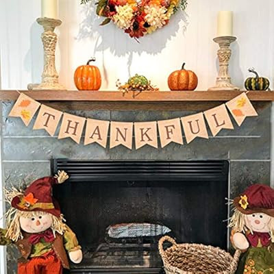 ASSUN Thanksgiving Banner Thankful Banner Burlap Garland Bunting Banner Thanksgiving Day Supplies... | Amazon (US)