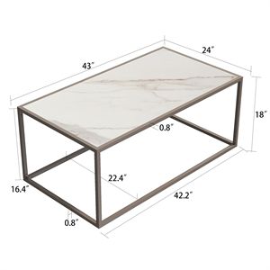 White Marble Coffee Table 43inches Brown Base | Cymax