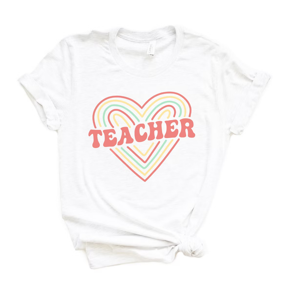 Simply Sage Market Women's Colorful Heart Teacher Short Sleeve Graphic Tee | Target
