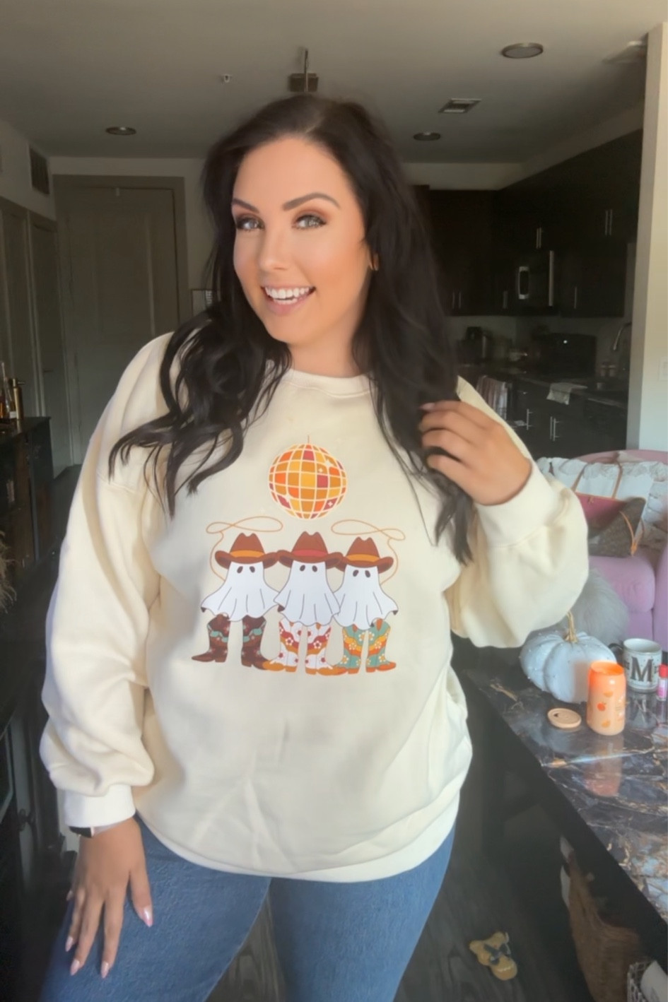 Cute Halloween disco cowgirl sweatshirt 👻 

#LTKHoliday #LTKHalloween #LTKSeasonal