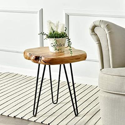 WELLAND Live Edge Side Table with Hairpin Legs, Natural Edge Side Table, Small Nightstand Wood, 1... | Amazon (US)