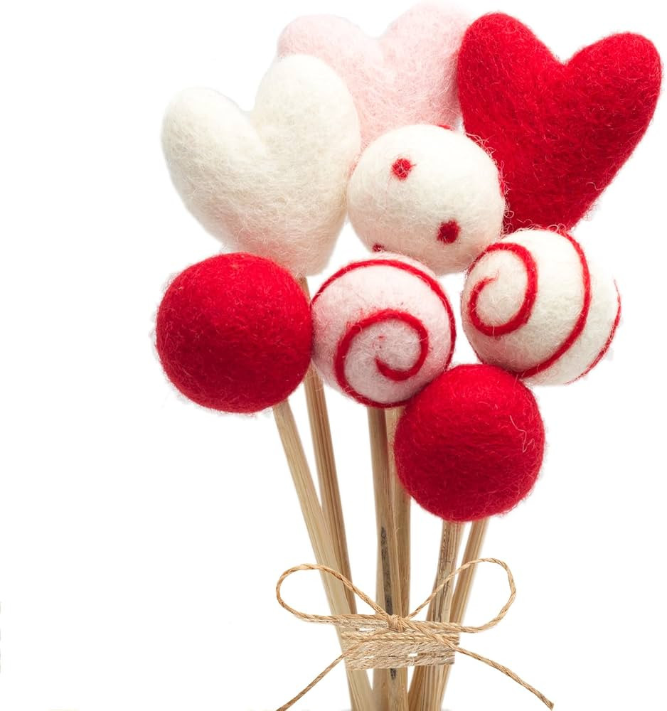 GLACIART ONE Multi-use Felt Heart Valentine Bouquet - 8 pcs | Use as Gift Artificial Bouquet, as ... | Amazon (US)