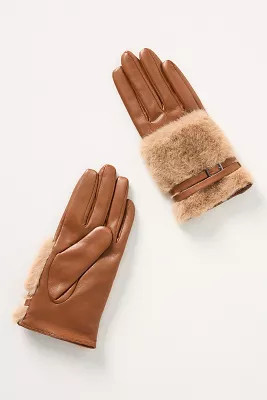 By Anthropologie Faux-Leather Faux-Fur Gloves | Anthropologie (US)