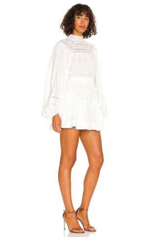 Shona Joy Lola High Neck Balloon Sleeve Mini Dress in Rice from Revolve.com | Revolve Clothing (Global)