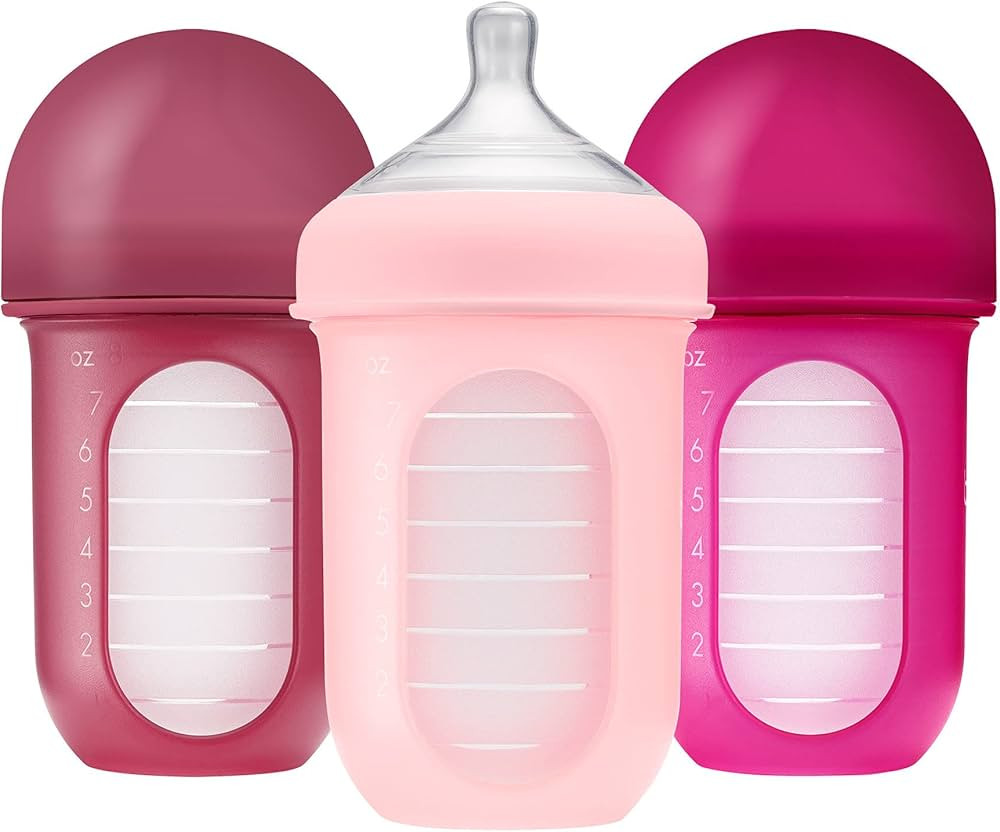 Boon Nursh Reusable Silicone Pouch Baby Bottles - Medium Flow Nipple - Silicone Baby Bottle Pouch... | Amazon (US)