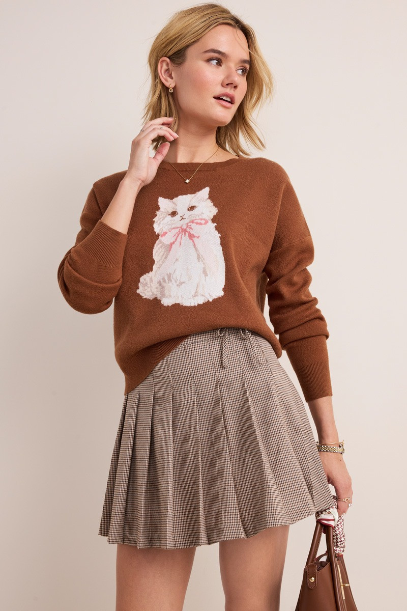 Kitten Bow Pullover Sweater | Francesca's
