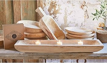 Santa Barbara Design Studio Wood Serving Bowl, Hand Carved Paulownia Wood Fruit Bowl/Wood Decor, ... | Amazon (US)