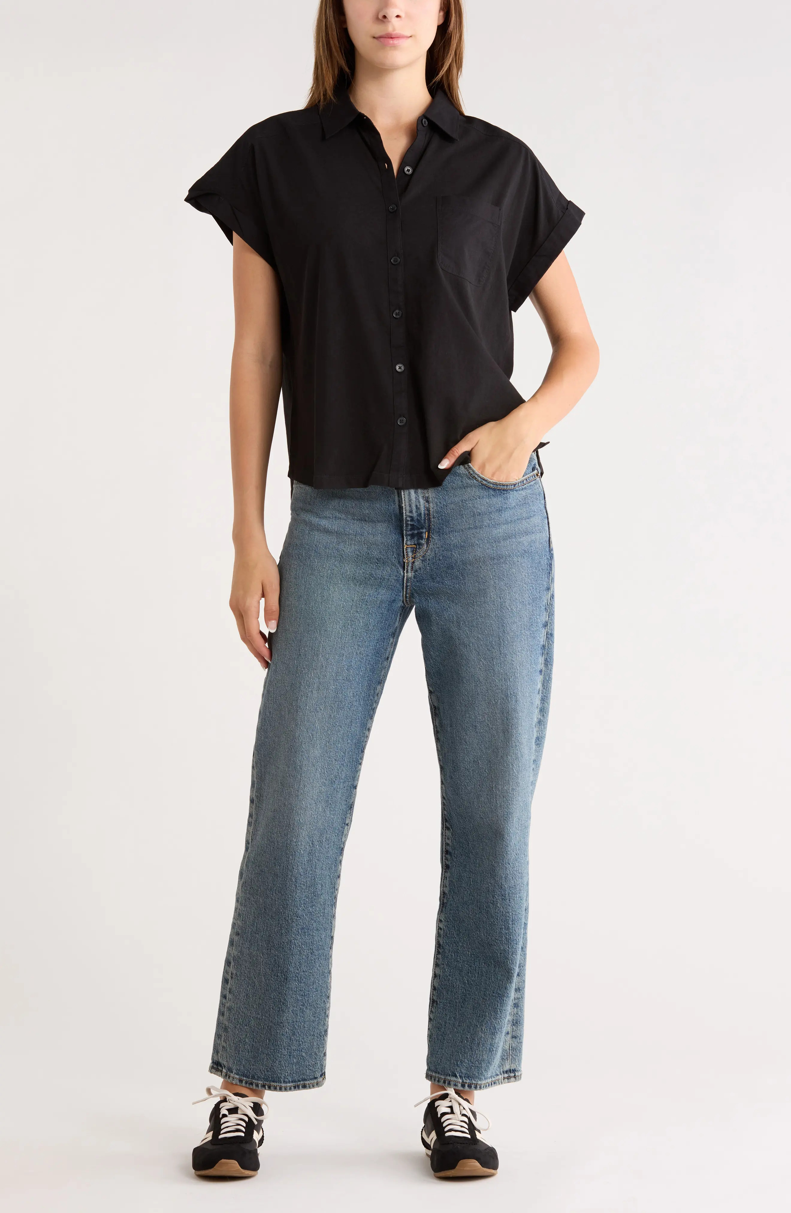 Mixed Media Button-Up Shirt (Women) | Nordstromrack | Nordstrom Rack