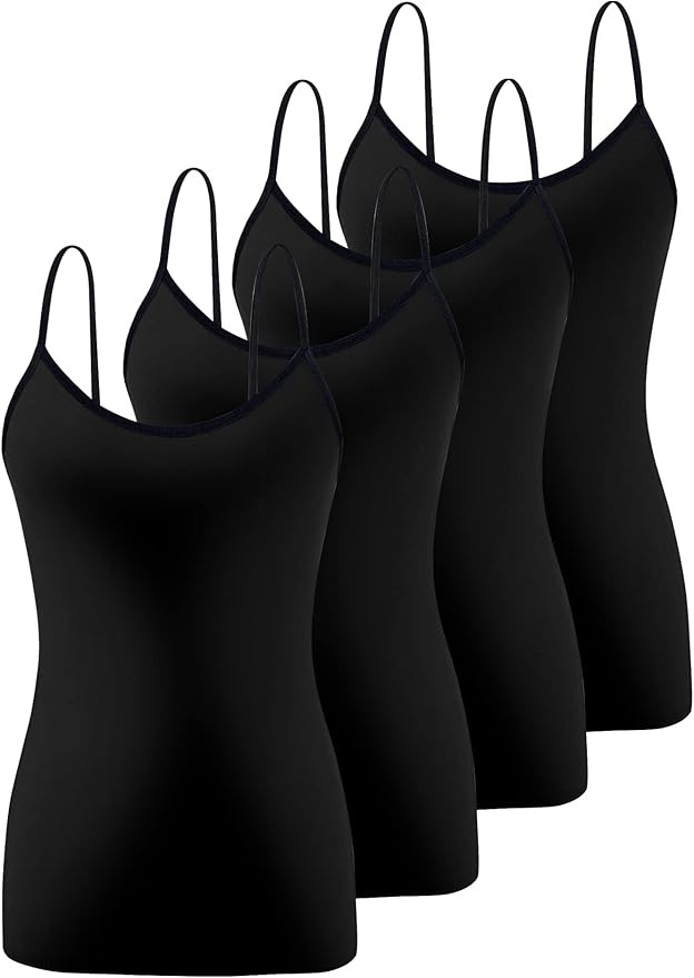 Nolabel Multi Pack Womens Basic Long Length Adjustable Spaghetti Strap Cami Tank Top Camisole Plu... | Amazon (US)